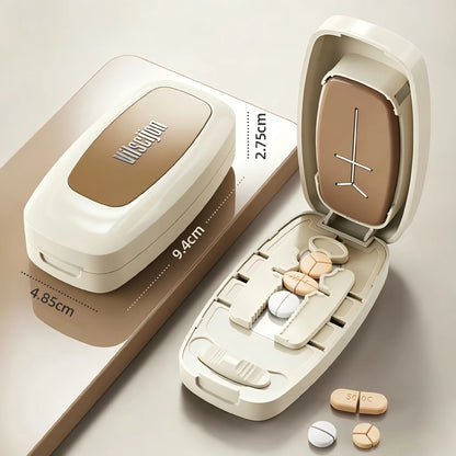 Pill Cutter 1/2 1/3 1/4 Precise Pill Splitter Portable Tablet Cutter W/ Storage Hidden Safe Blade for All Size Pills Vitamins